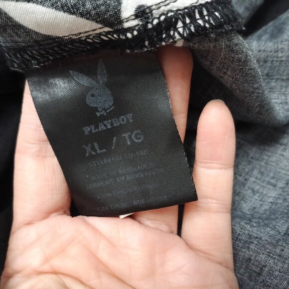 Playboy Man's Black and White Logo Button up Shirt Size XL - Picture 7 of 9